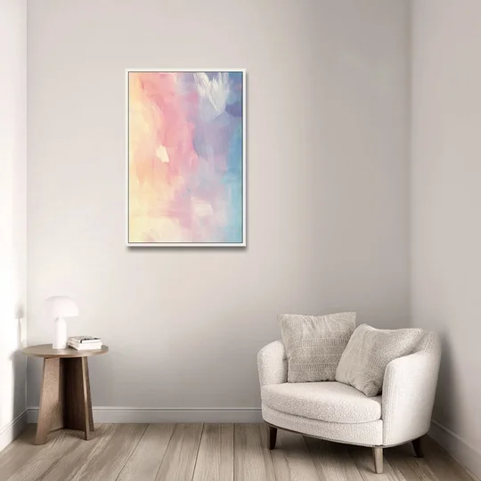 Morning Glow - White Framed Canvas Wall Art - Sofa - 24x36