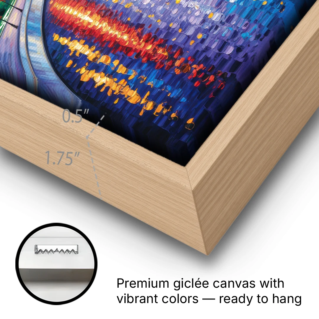 Moscow River Glimpse - Oak Framed Canvas Wall Art - Gallery Wrap Corner