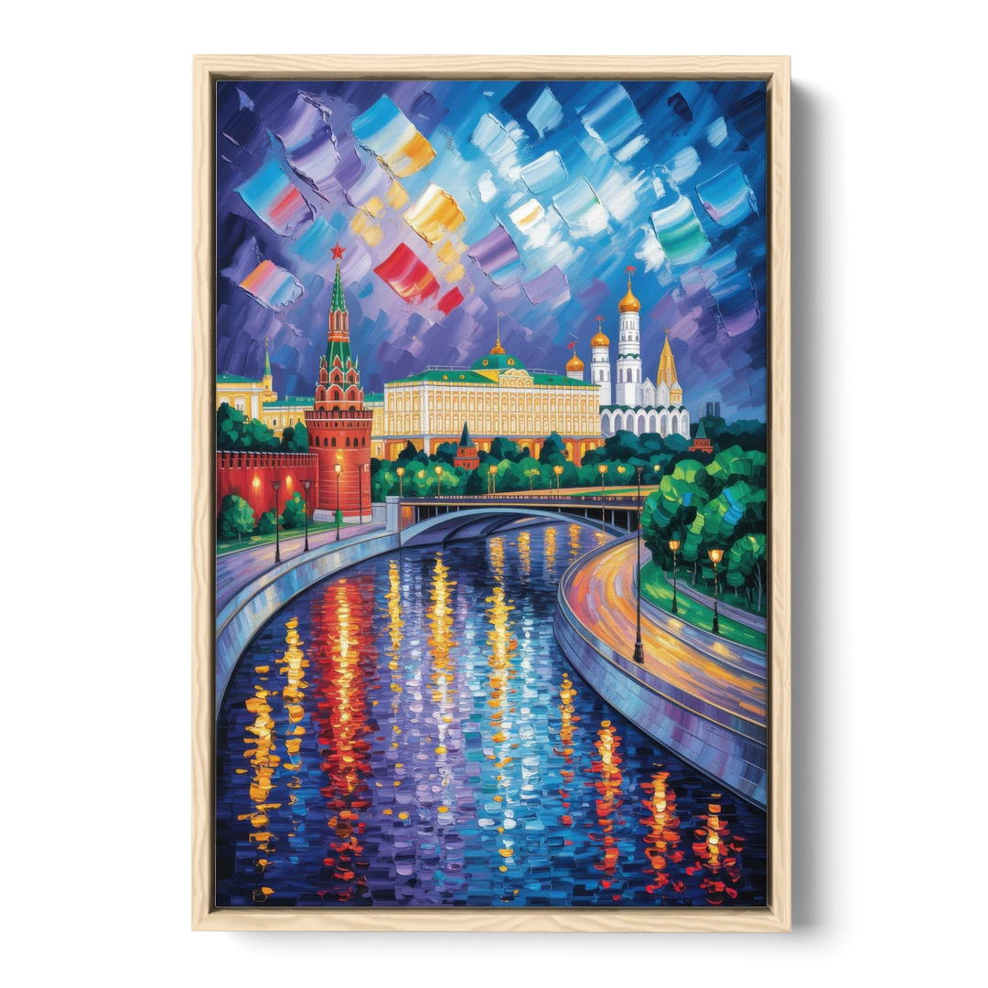 Moscow River Glimpse - Oak Framed Canvas Wall Art - Front