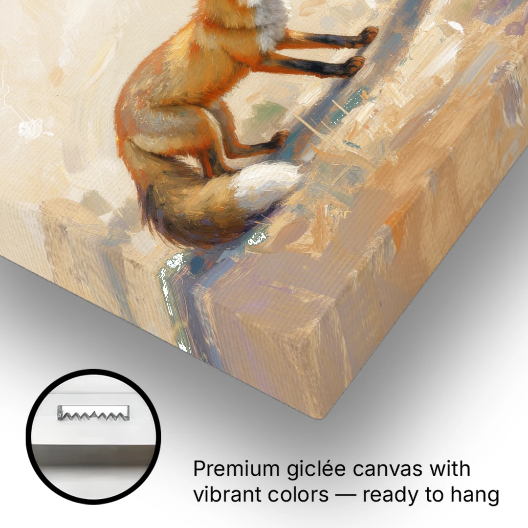 Mother Fox and Kit Touching Noses - Canvas Wall Art - Gallery Wrap Corner