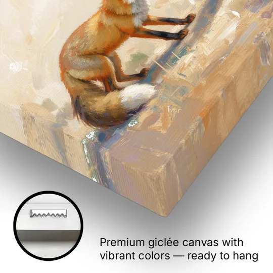 Mother Fox and Kit Touching Noses - Canvas Wall Art - Gallery Wrap Corner