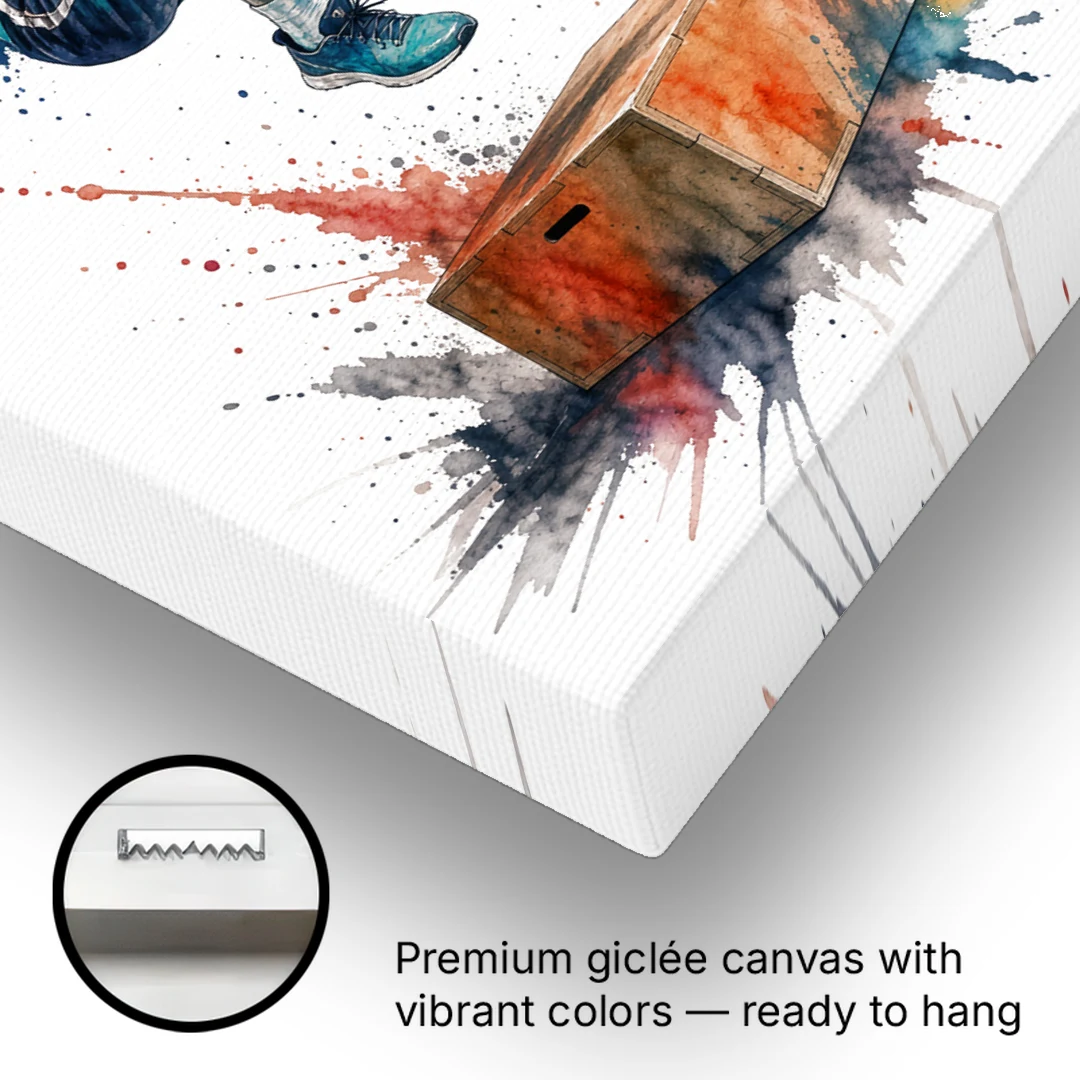Motivational Gym Wall Art Box Jump at the Peak - Canvas Wall Art - Gallery Wrap Corner