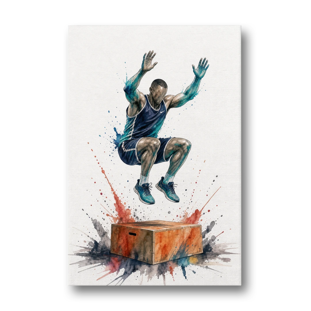 Motivational Gym Wall Art Box Jump at the Peak - Canvas Wall Art - Front