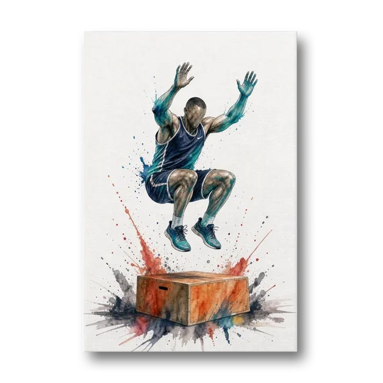 Motivational Gym Wall Art Box Jump at the Peak - Canvas Wall Art - Front