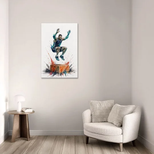 Motivational Gym Wall Art Box Jump at the Peak - Canvas Wall Art - Sofa - 24x36
