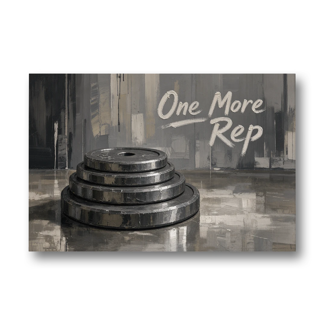 Motivational Quote Canvas One More Rep Weight Stack - Canvas Wall Art - Front