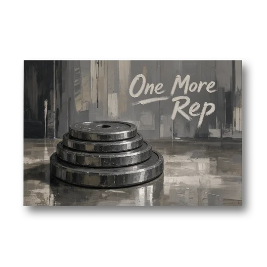 Motivational Quote Canvas One More Rep Weight Stack - Canvas Wall Art - Front