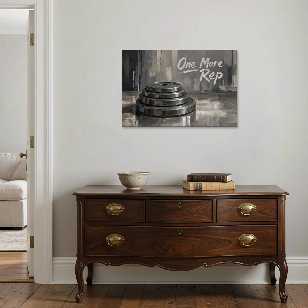 Motivational Quote Canvas One More Rep Weight Stack - Canvas Wall Art - Coffee Table - 36x24