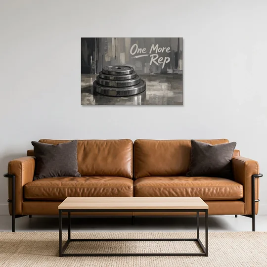 Motivational Quote Canvas One More Rep Weight Stack - Canvas Wall Art - Sofa - 36x24