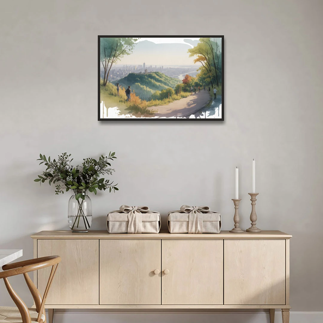 Mount Royal Lookout - Black Framed Canvas Wall Art - Coffee Table - 36x24