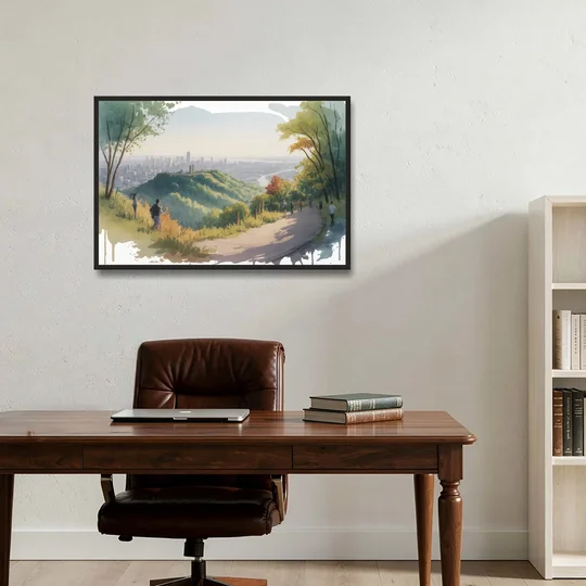 Mount Royal Lookout - Black Framed Canvas Wall Art - Office - 36x24