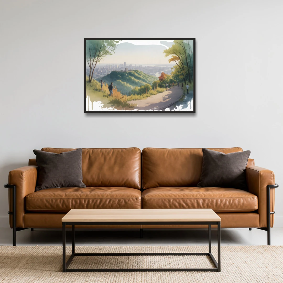 Mount Royal Lookout - Black Framed Canvas Wall Art - Sofa - 36x24