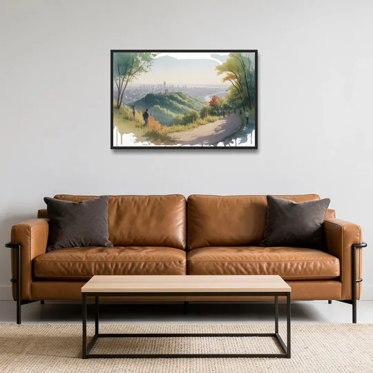 Mount Royal Lookout - Black Framed Canvas Wall Art - Sofa - 36x24