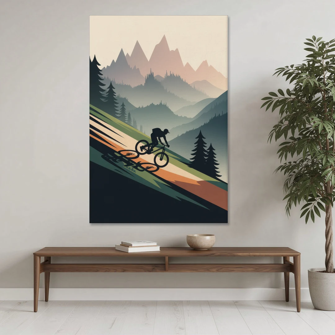 Mountain Biking Trails - Canvas Wall Art - Coffee Table - 40x60