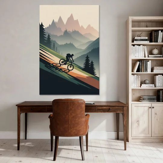 Mountain Biking Trails - Canvas Wall Art - Office - 40x60