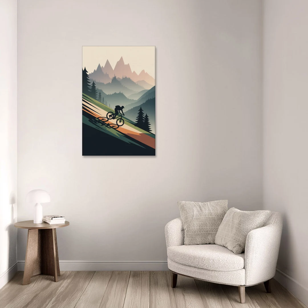 Mountain Biking Trails - Canvas Wall Art - Sofa - 24x36