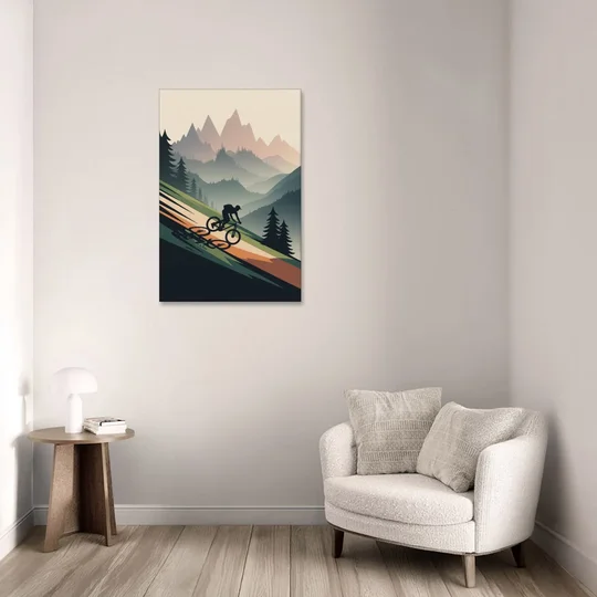 Mountain Biking Trails - Canvas Wall Art - Sofa - 24x36