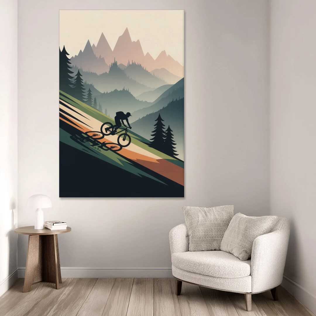 Mountain Biking Trails - Canvas Wall Art - Sofa - 40x60
