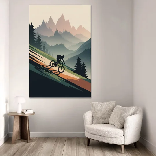 Mountain Biking Trails - Canvas Wall Art - Sofa - 40x60