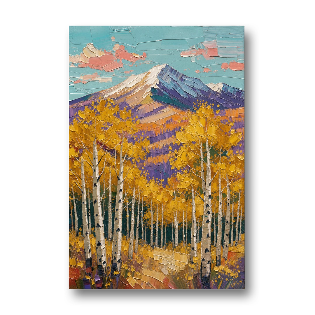 Rustic Mountain Cabin with Golden Aspens - Canvas Wall Art - Front