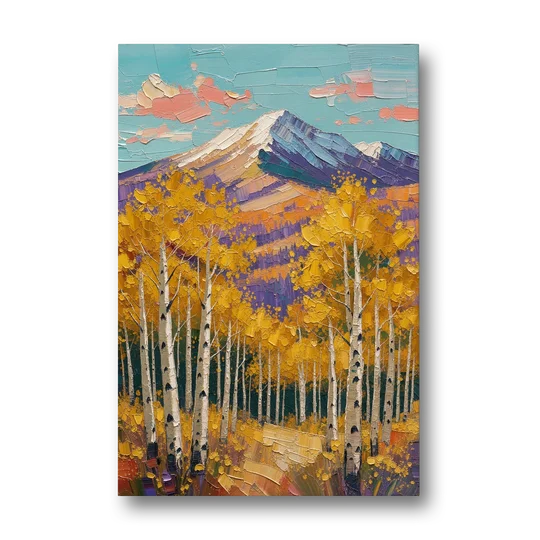 Rustic Mountain Cabin with Golden Aspens - Canvas Wall Art - Front
