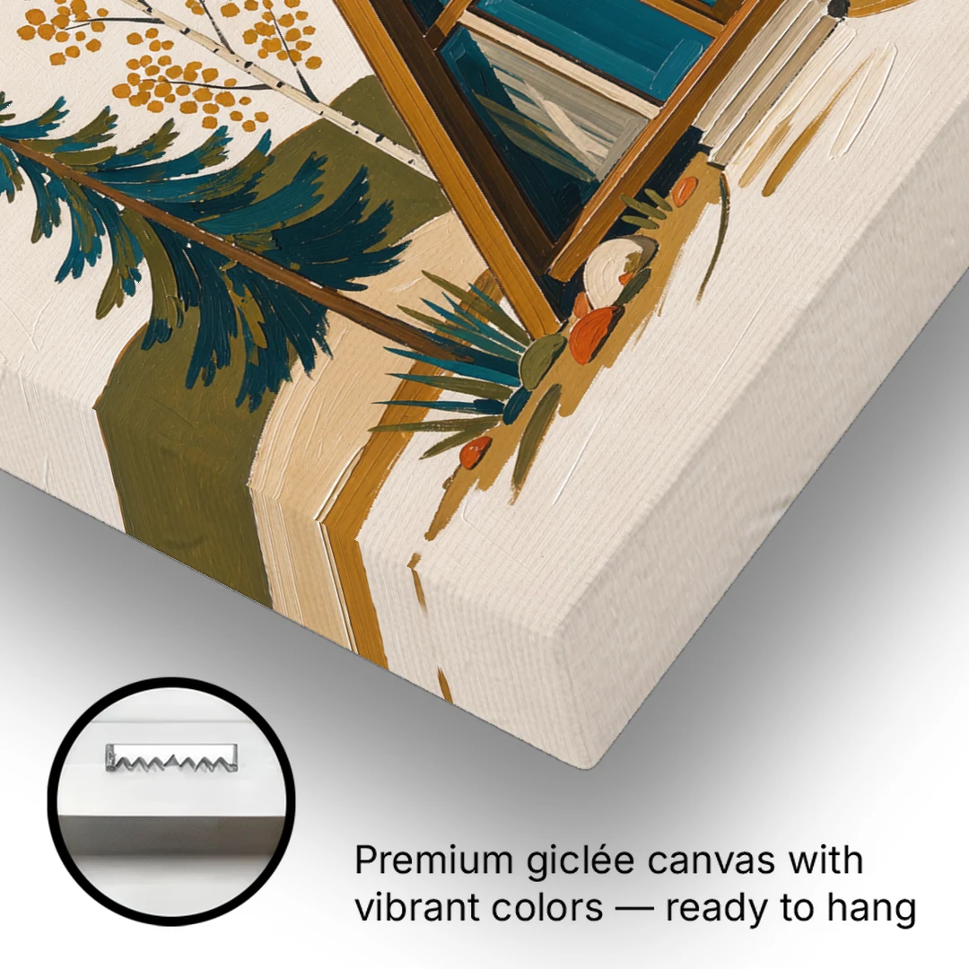 Mountain House Decor with an A-Frame and Golden Aspen - Canvas Wall Art - Gallery Wrap Corner