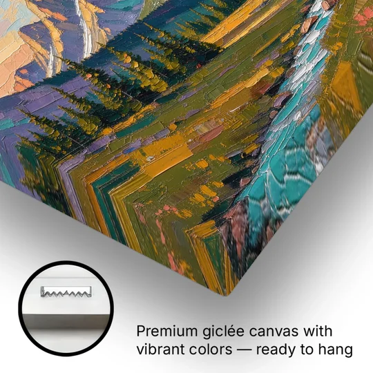 Mountain Landscape Painting of a Late Summer Valley - Canvas Wall Art - Gallery Wrap Corner