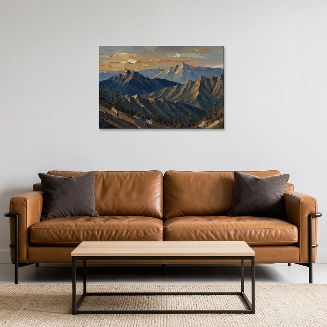 Mountain Wall Art of Three Ridges at Dusk - Canvas Wall Art - Sofa - 36x24