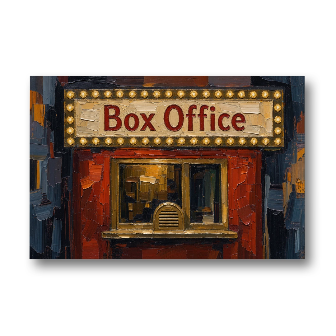 Movie Theater Decor with a Glowing Box Office - Canvas Wall Art - Front
