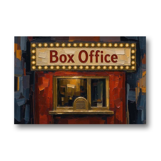 Movie Theater Decor with a Glowing Box Office - Canvas Wall Art - Front
