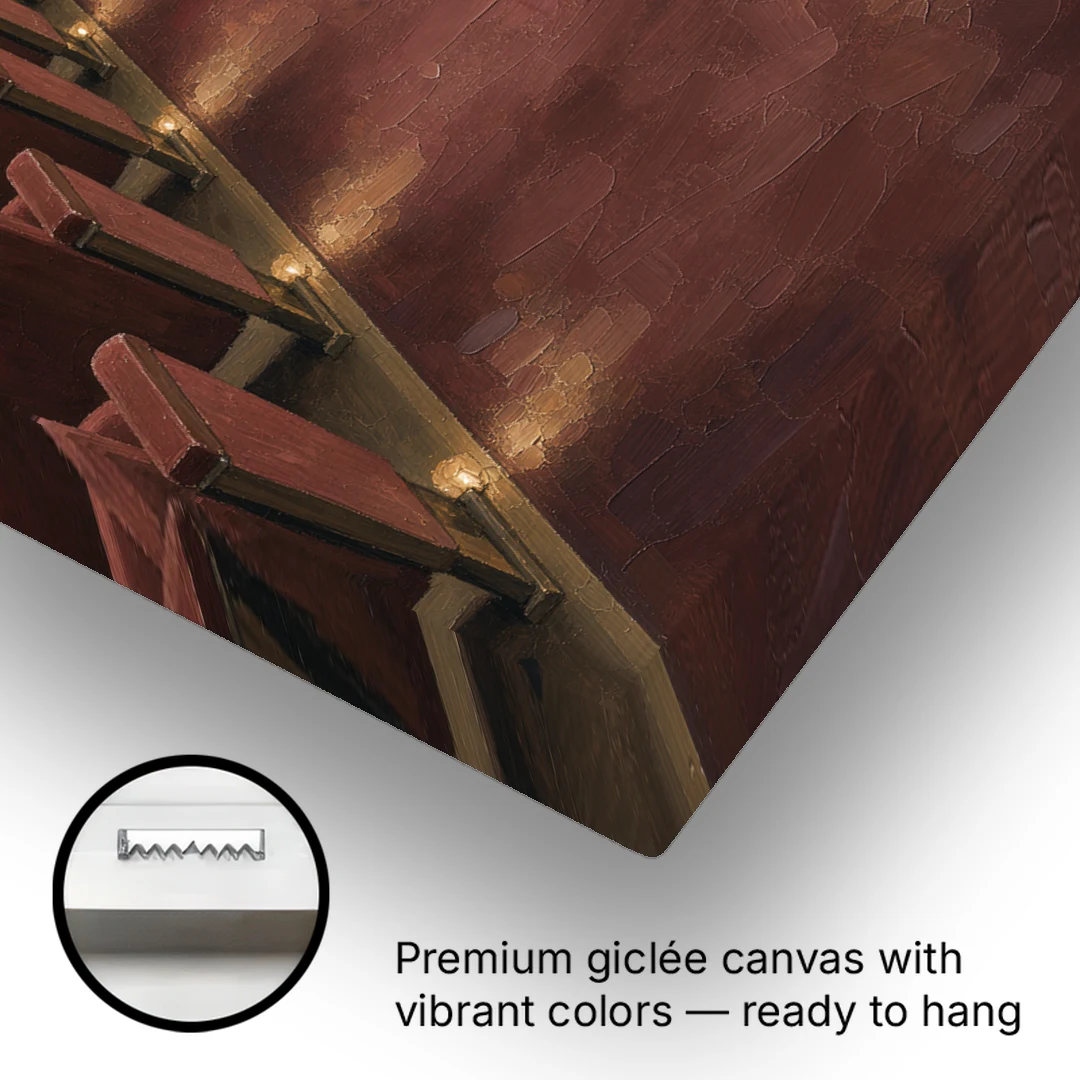 Movie Theater Painting of the Lit Aisle - Canvas Wall Art - Gallery Wrap Corner