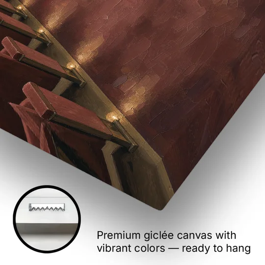 Movie Theater Painting of the Lit Aisle - Canvas Wall Art - Gallery Wrap Corner