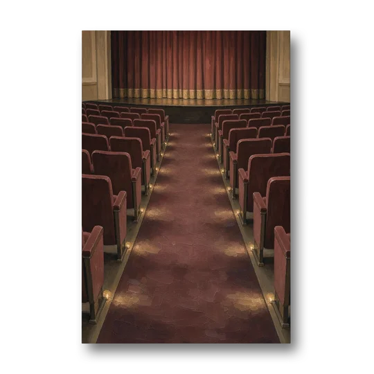 Movie Theater Painting of the Lit Aisle - Canvas Wall Art - Front