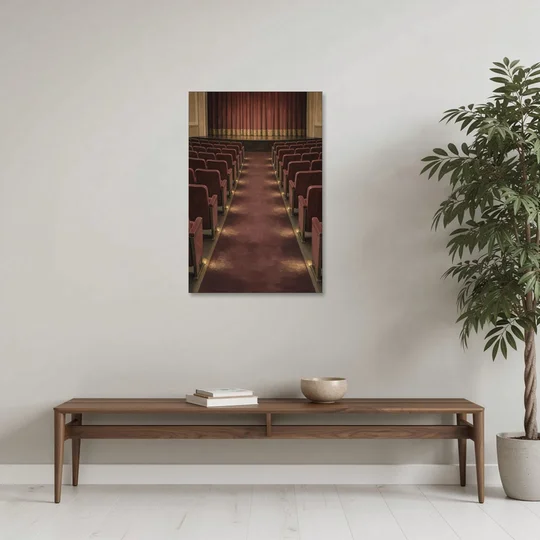 Movie Theater Painting of the Lit Aisle - Canvas Wall Art - Coffee Table - 24x36