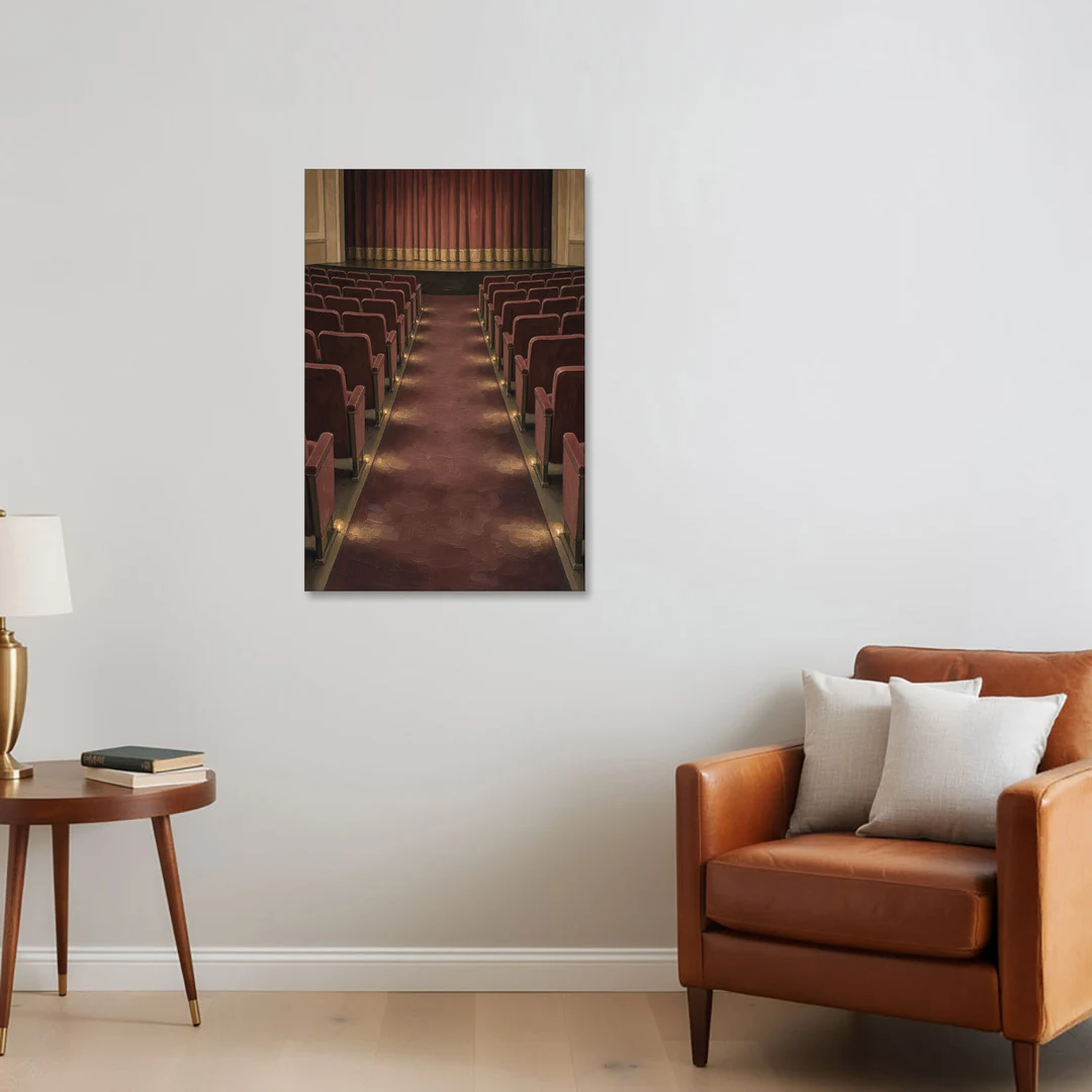 Movie Theater Painting of the Lit Aisle - Canvas Wall Art - Sofa - 24x36