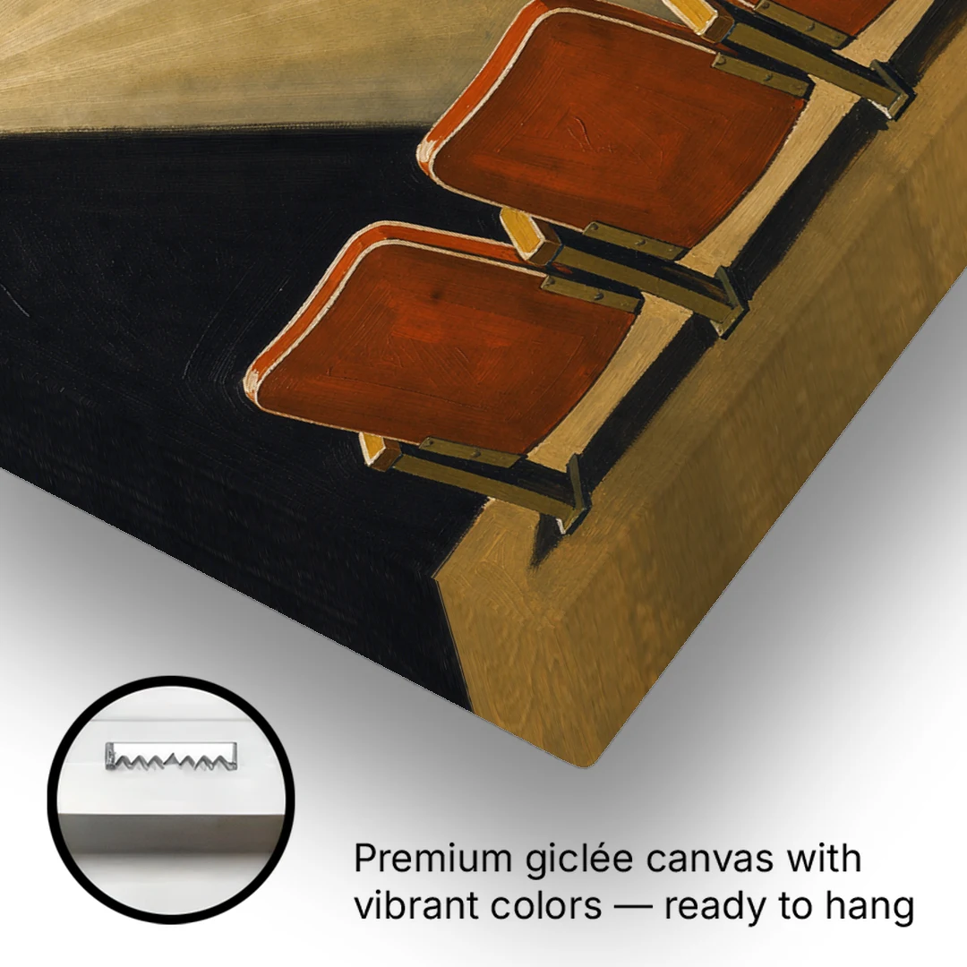 Movie Theater Wall Art with Five Red Seats - Canvas Wall Art - Gallery Wrap Corner