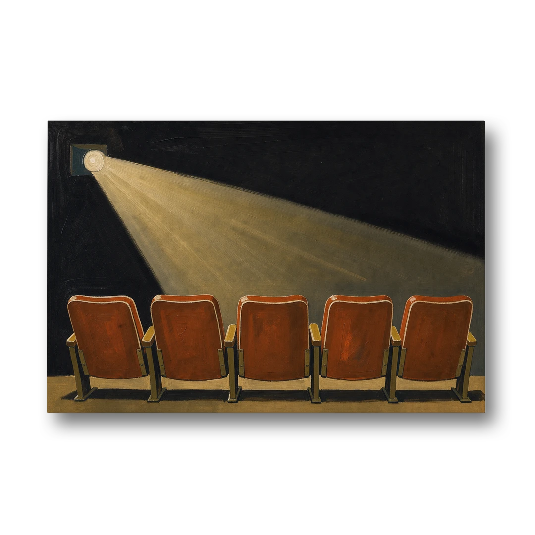 Movie Theater Wall Art with Five Red Seats - Canvas Wall Art - Front