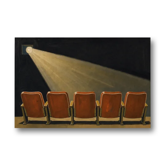 Movie Theater Wall Art with Five Red Seats - Canvas Wall Art - Front