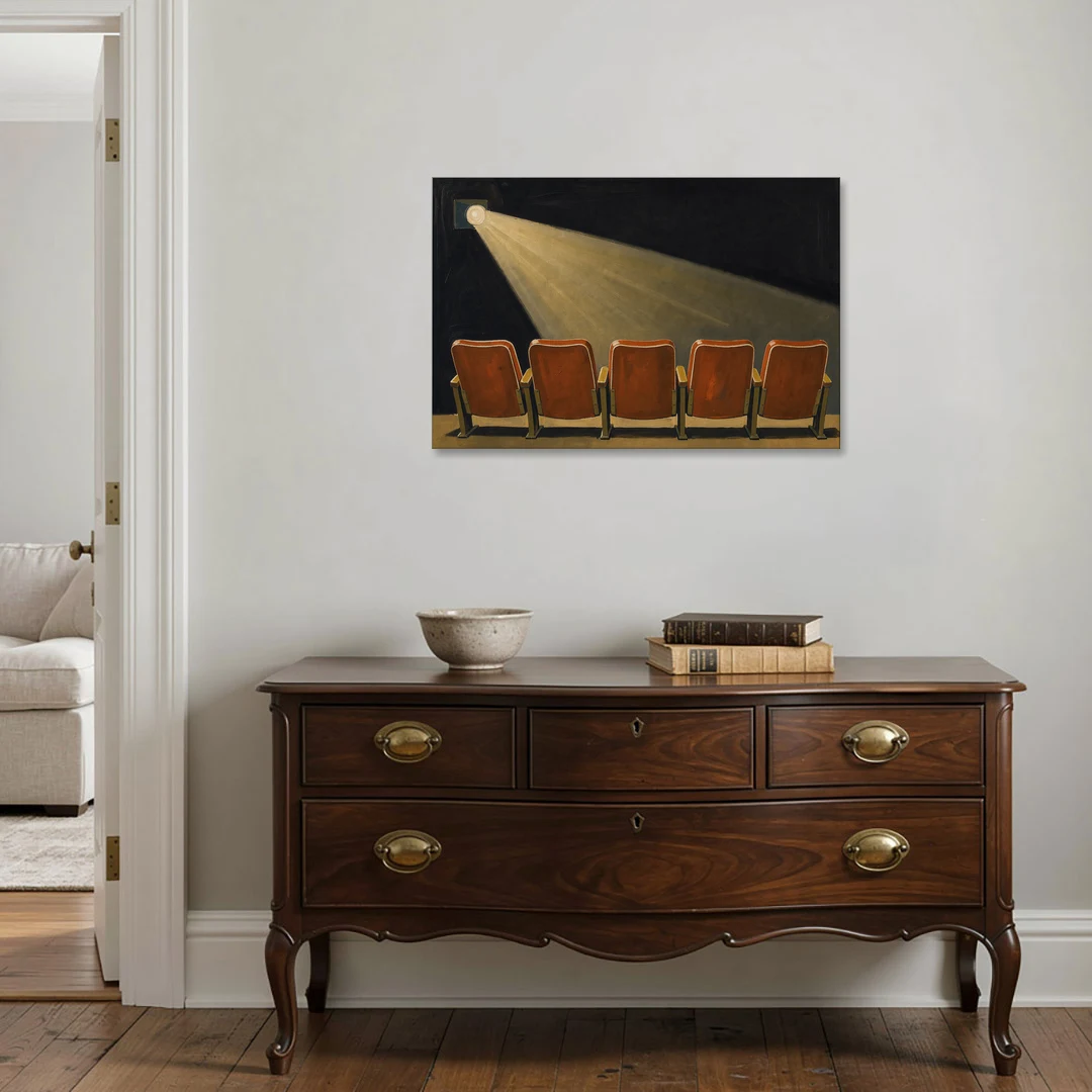 Movie Theater Wall Art with Five Red Seats - Canvas Wall Art - Coffee Table - 36x24