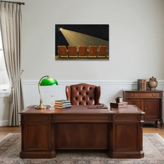 Movie Theater Wall Art with Five Red Seats - Canvas Wall Art - Office - 36x24