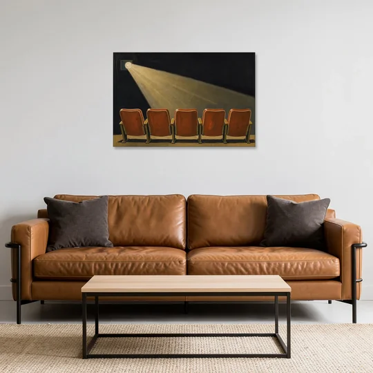 Movie Theater Wall Art with Five Red Seats - Canvas Wall Art - Sofa - 36x24