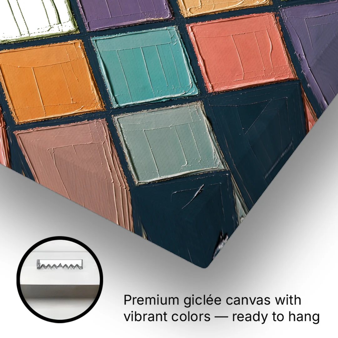 Multicolor Abstract Harlequin Diamond Impasto - Canvas Wall Art - Gallery Wrap Corner