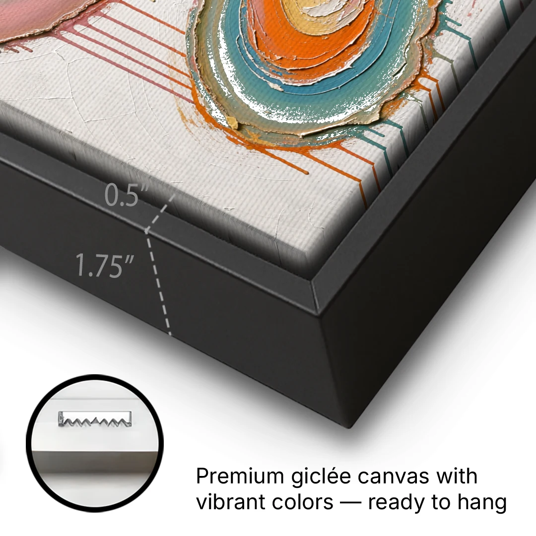 Multicolor Abstract Painting of Agate Ribbons - Black Framed Canvas Wall Art - Gallery Wrap Corner