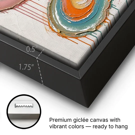Multicolor Abstract Painting of Agate Ribbons - Black Framed Canvas Wall Art - Gallery Wrap Corner