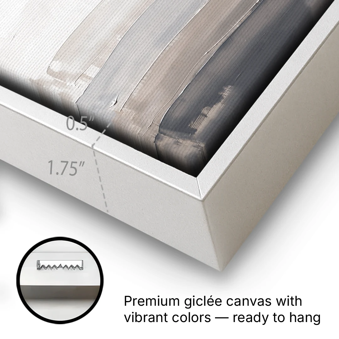 Muted Abstract Wall Art of Rising Morning Haze - White Framed Canvas Wall Art - Gallery Wrap Corner