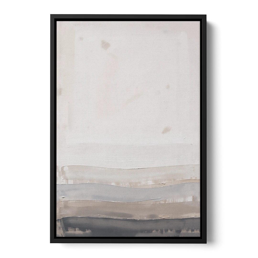 Muted Abstract Wall Art of Rising Morning Haze - Black Framed Canvas Wall Art - Front
