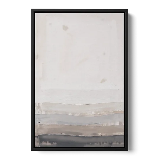 Muted Abstract Wall Art of Rising Morning Haze - Black Framed Canvas Wall Art - Front