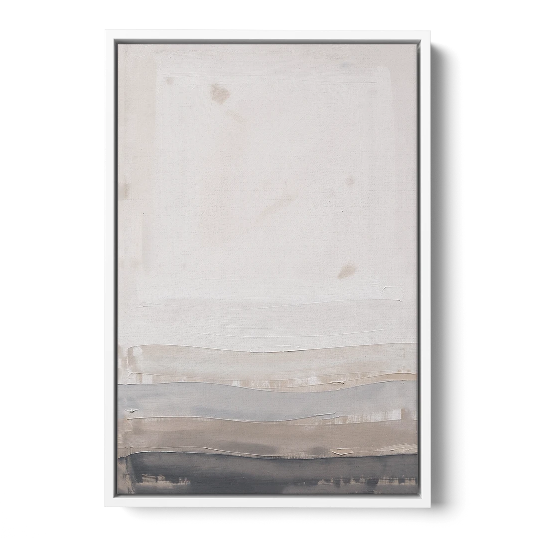 Muted Abstract Wall Art of Rising Morning Haze - White Framed Canvas Wall Art - Front