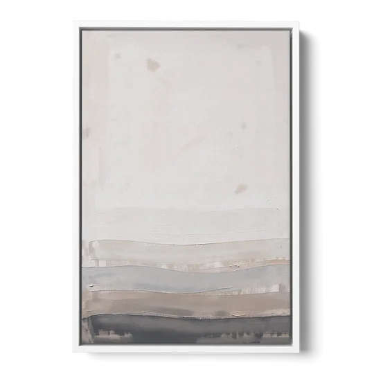 Muted Abstract Wall Art of Rising Morning Haze - White Framed Canvas Wall Art - Front