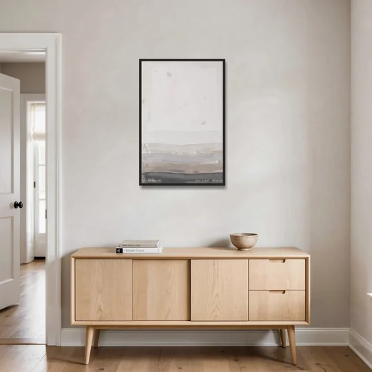 Muted Abstract Wall Art of Rising Morning Haze - Black Framed Canvas Wall Art - Coffee Table - 24x36